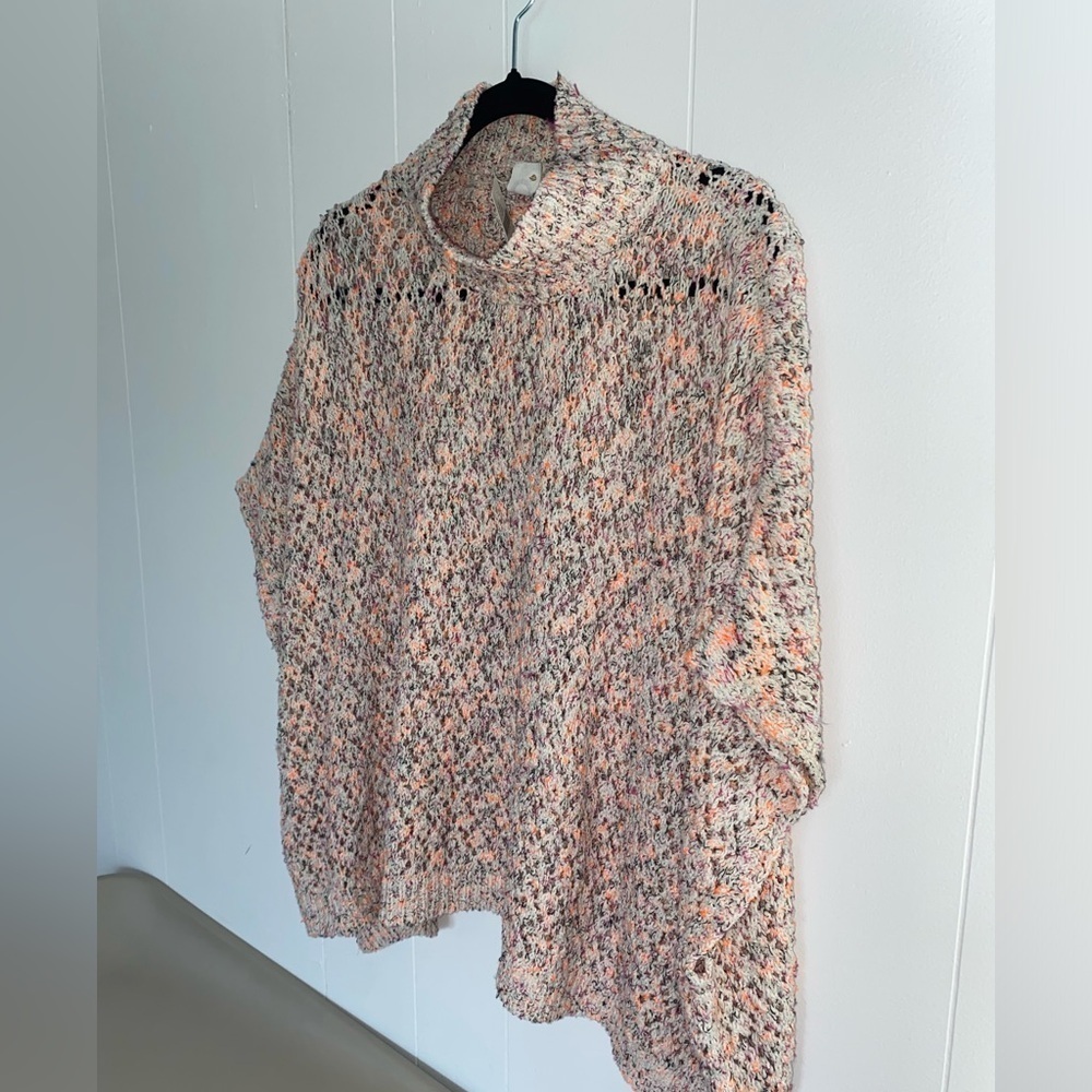 ANTHROPOLOGIE Akemi & Kin Hattie Multi Color Chunky Knit Poncho Sweater OS NWT - Picture 9 of 15